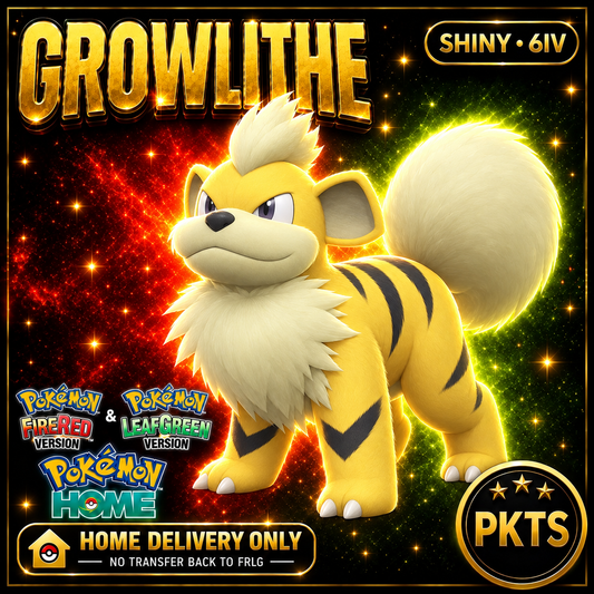 Shiny Growlithe. Pokémon HOME delivery only; no transfer back to FRLG.