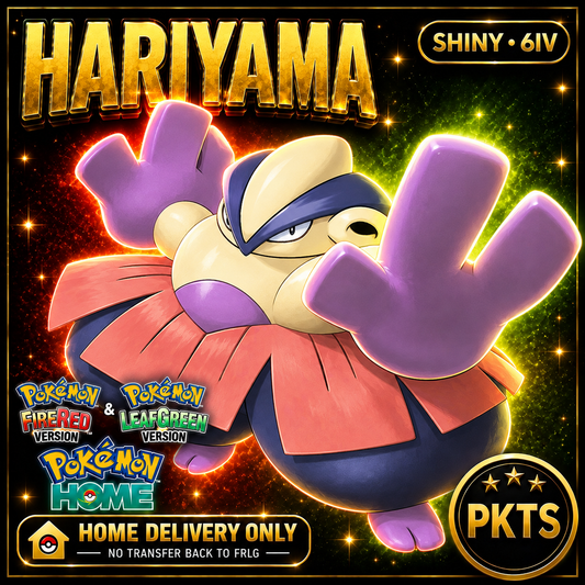 Shiny Hariyama. Pokémon HOME delivery only; no transfer back to FRLG.