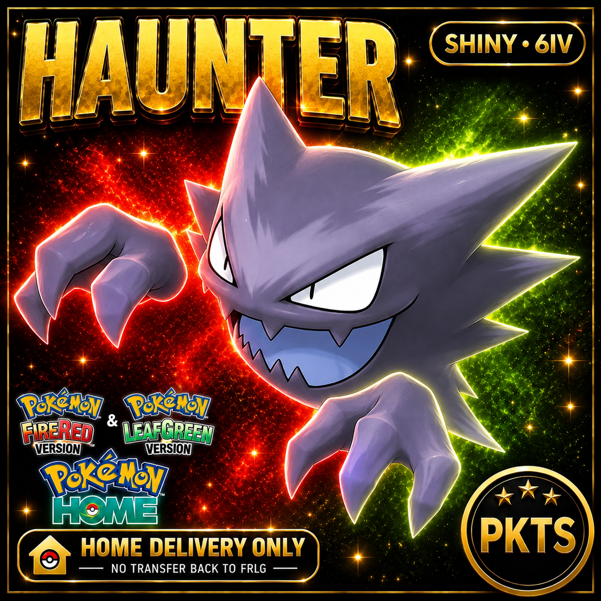 Shiny Haunter. Pokémon HOME delivery only; no transfer back to FRLG.