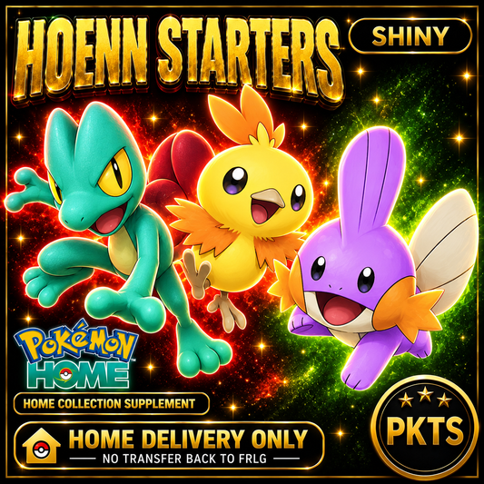 Shiny Hoenn Starters Bundle. Pokémon HOME delivery only; no transfer back to FRLG.