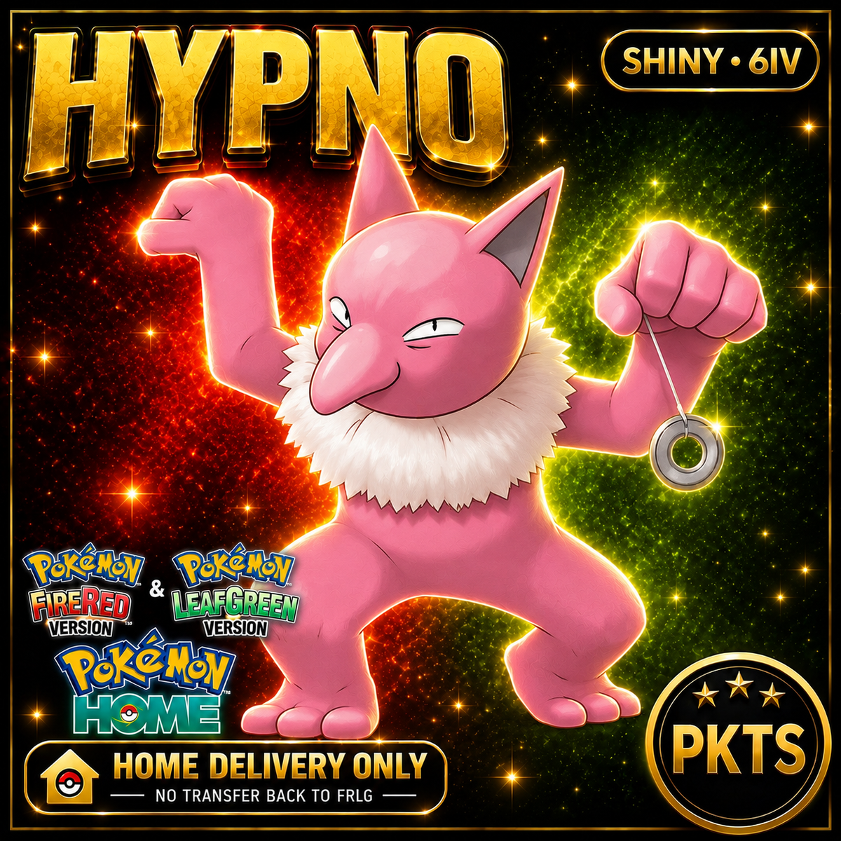 Shiny Hypno. Pokémon HOME delivery only; no transfer back to FRLG.