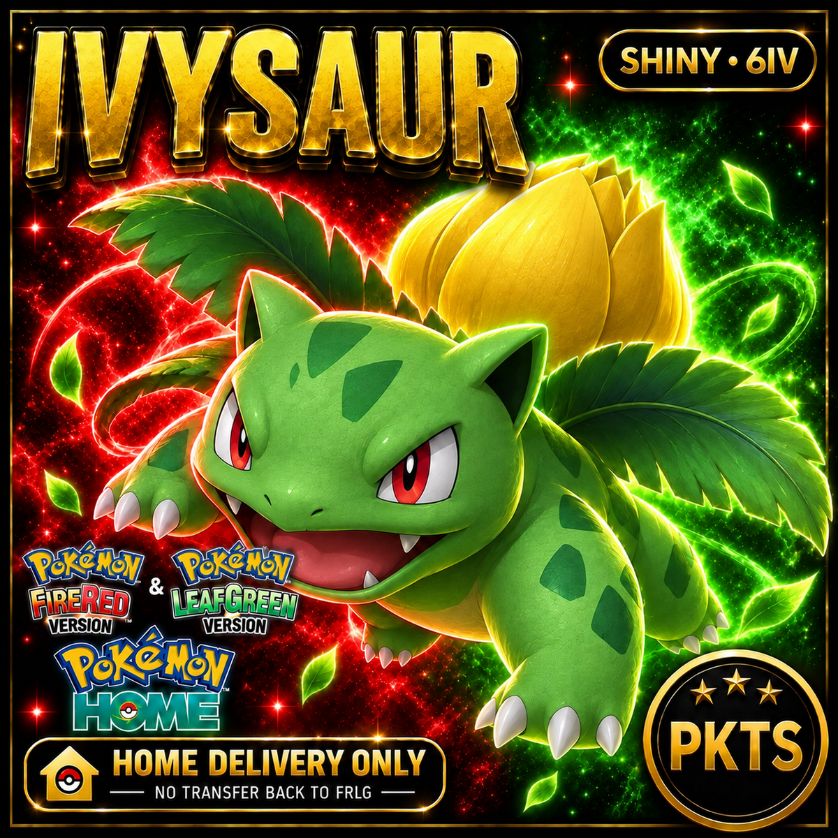 Shiny Ivysaur. Pokémon HOME delivery only; no transfer back to FRLG.