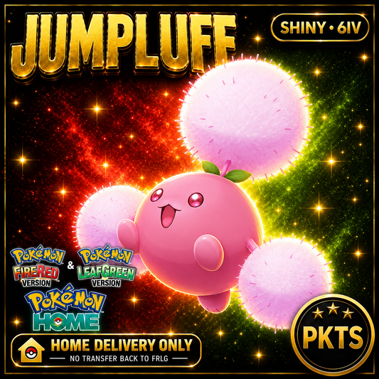 Shiny Jumpluff. Pokémon HOME delivery only; no transfer back to FRLG.