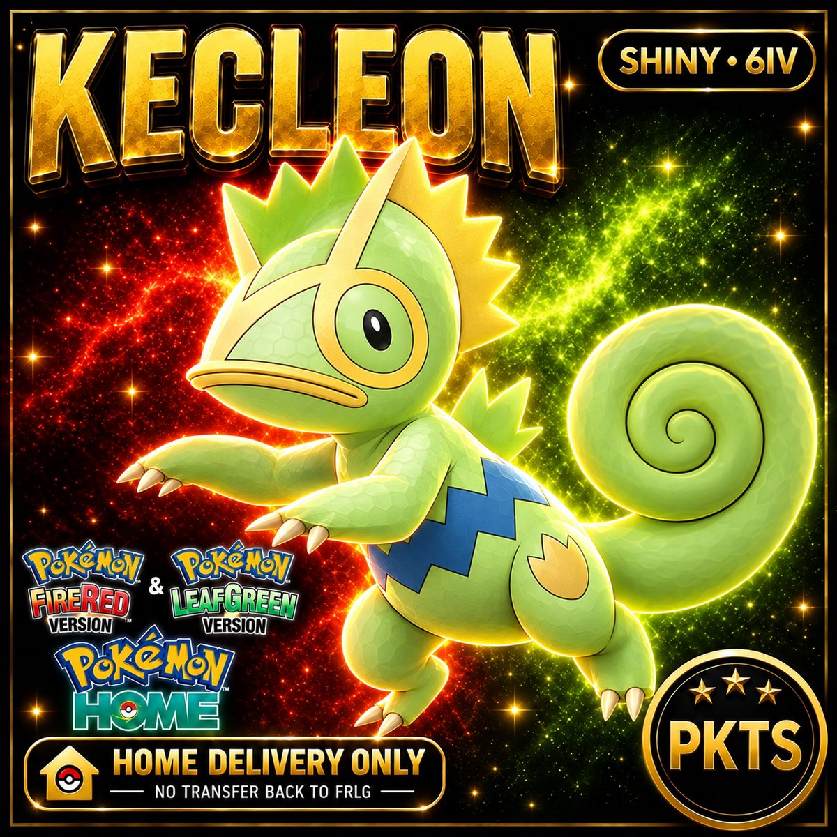 Shiny Kecleon. Pokémon HOME delivery only; no transfer back to FRLG.