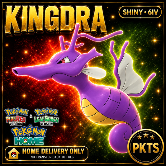 Shiny Kingdra. Pokémon HOME delivery only; no transfer back to FRLG.