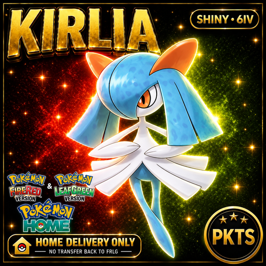 Shiny Kirlia. Pokémon HOME delivery only; no transfer back to FRLG.