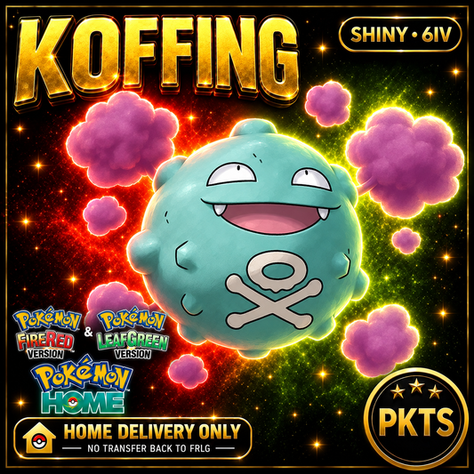 Shiny Koffing. Pokémon HOME delivery only; no transfer back to FRLG.