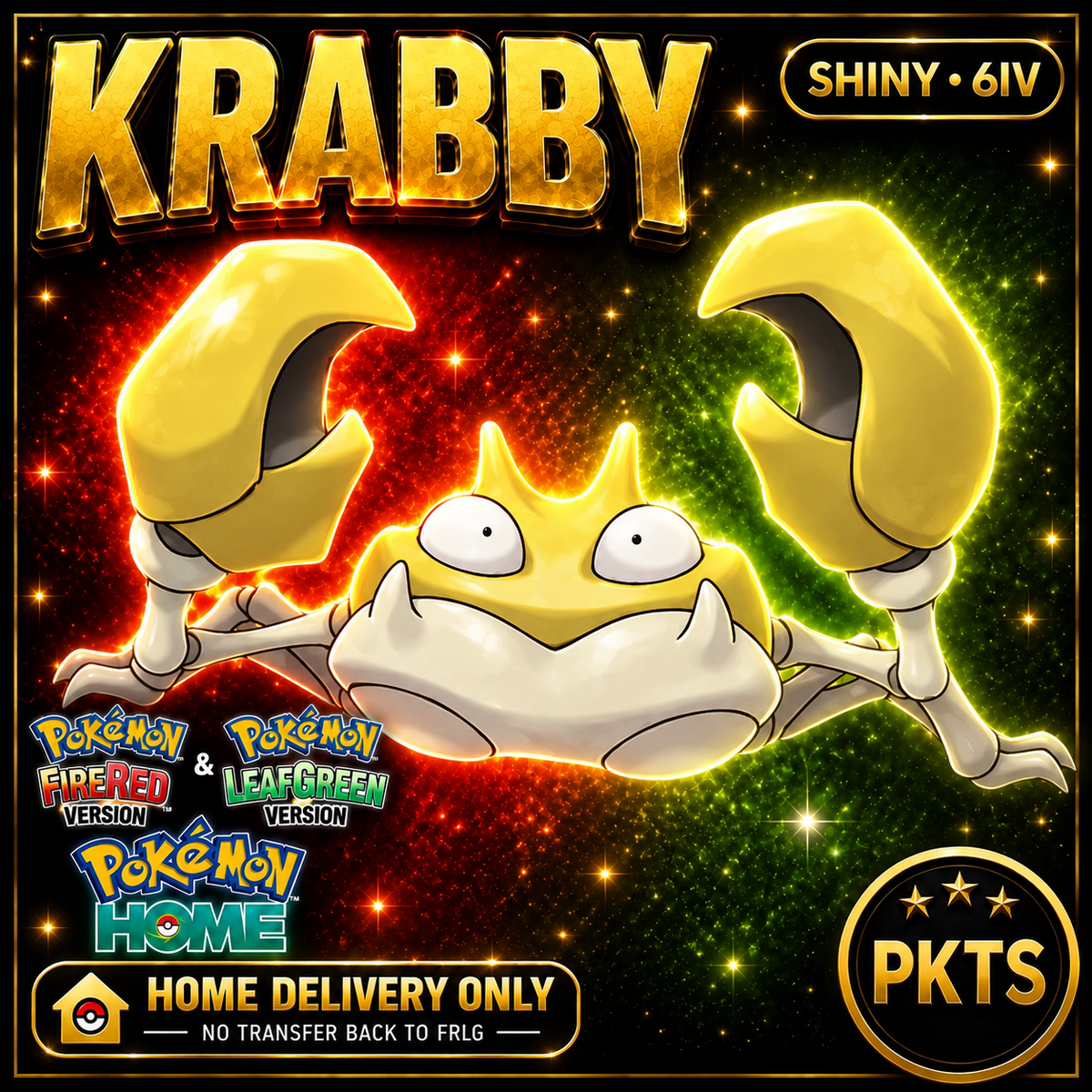 Shiny Krabby. Pokémon HOME delivery only; no transfer back to FRLG.