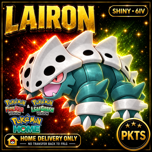 Shiny Lairon. Pokémon HOME delivery only; no transfer back to FRLG.