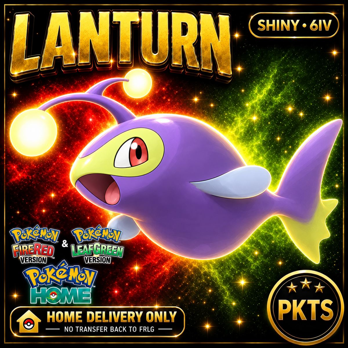 Shiny Lanturn. Pokémon HOME delivery only; no transfer back to FRLG.