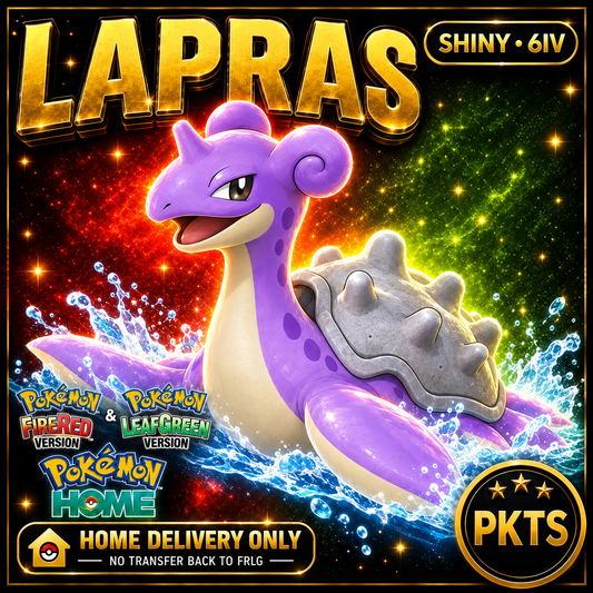 Shiny Lapras. Pokémon HOME delivery only; no transfer back to FRLG.