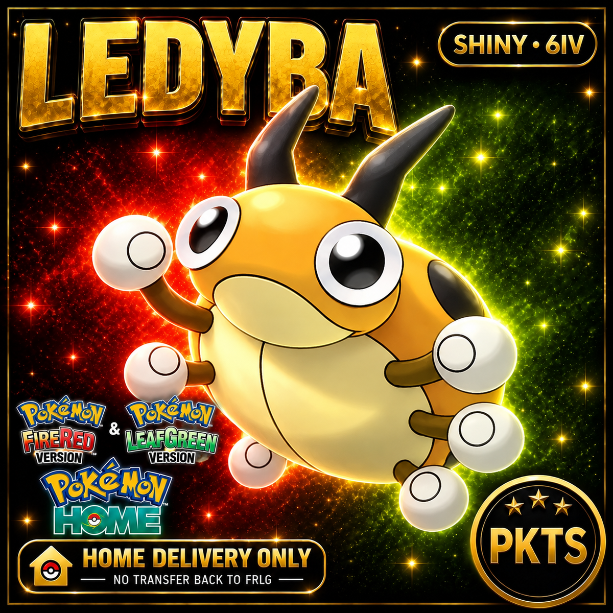 Shiny Ledyba. Pokémon HOME delivery only; no transfer back to FRLG.