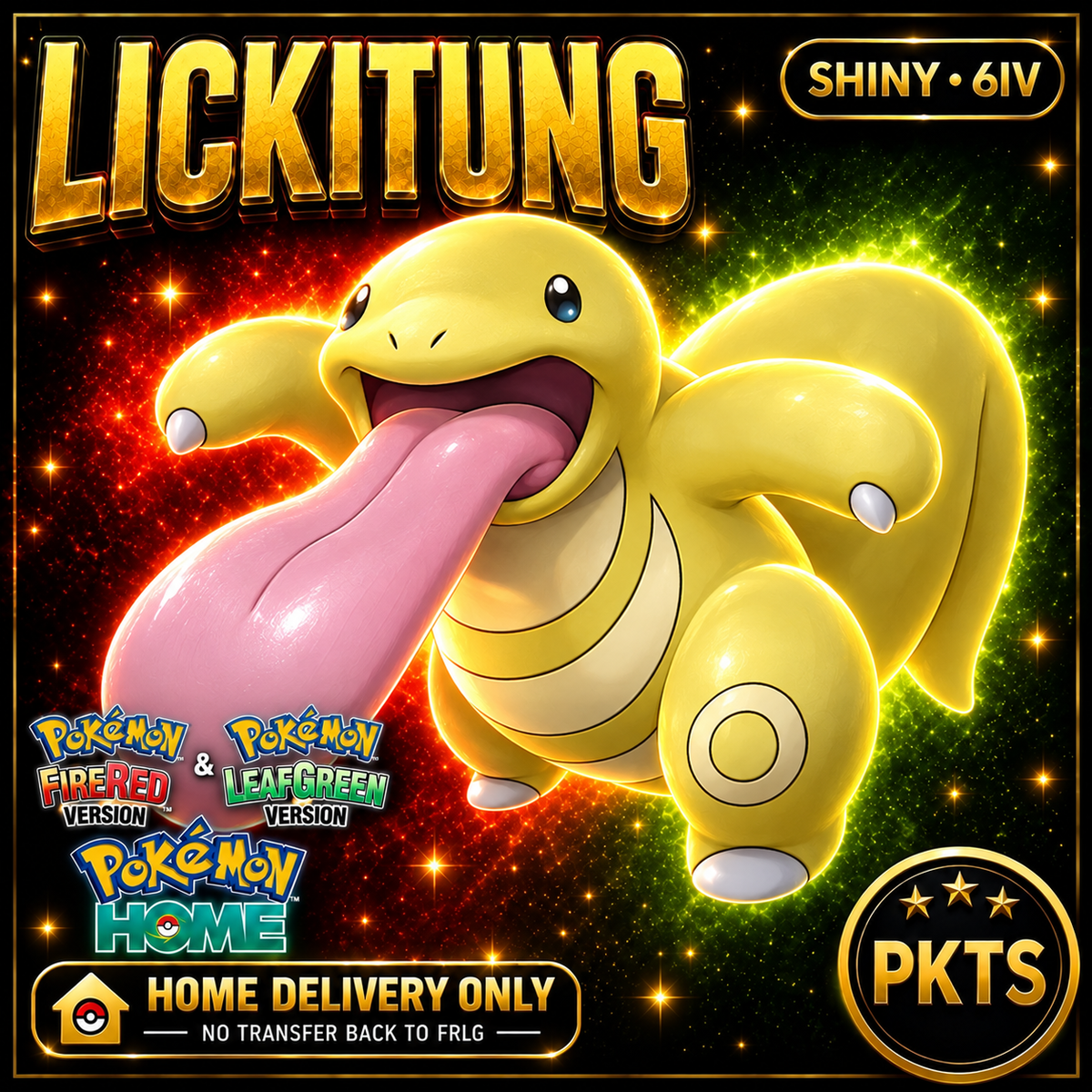 Shiny Lickitung. Pokémon HOME delivery only; no transfer back to FRLG.