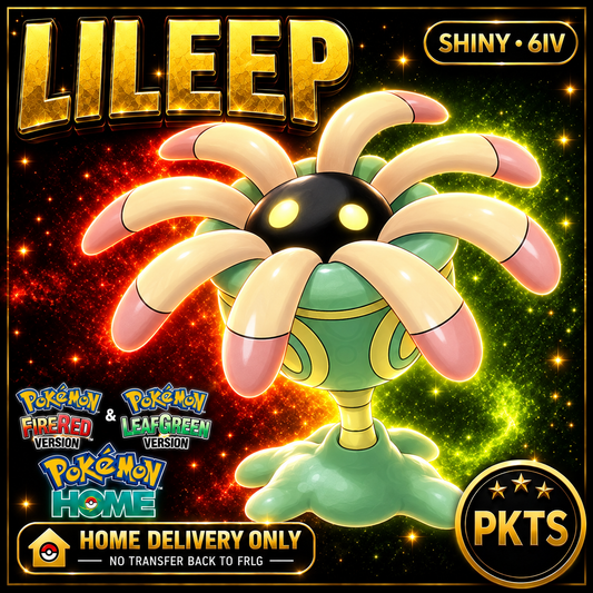 Shiny Lileep. Pokémon HOME delivery only; no transfer back to FRLG.
