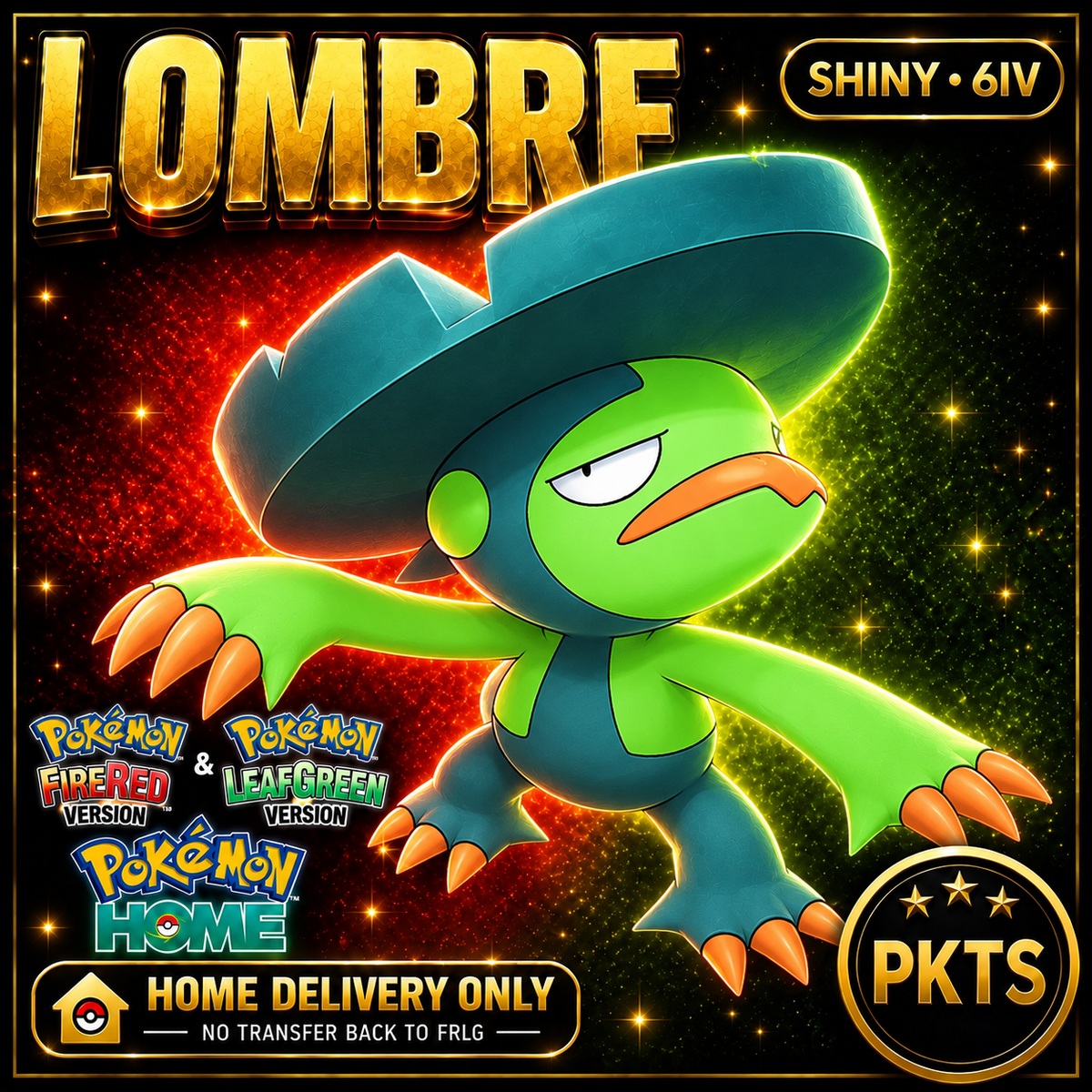Shiny Lombre. Pokémon HOME delivery only; no transfer back to FRLG.