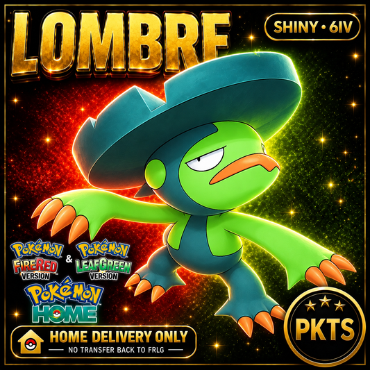 Shiny Lombre. Pokémon HOME delivery only; no transfer back to FRLG.