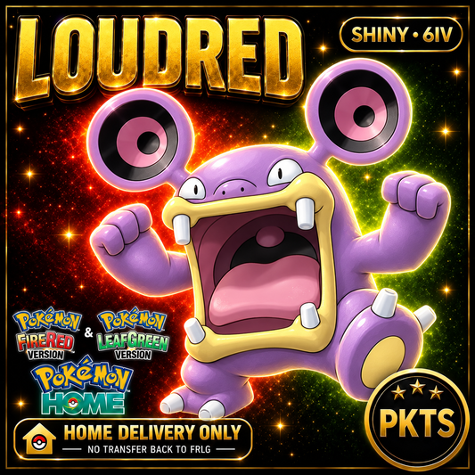 Shiny Loudred. Pokémon HOME delivery only; no transfer back to FRLG.