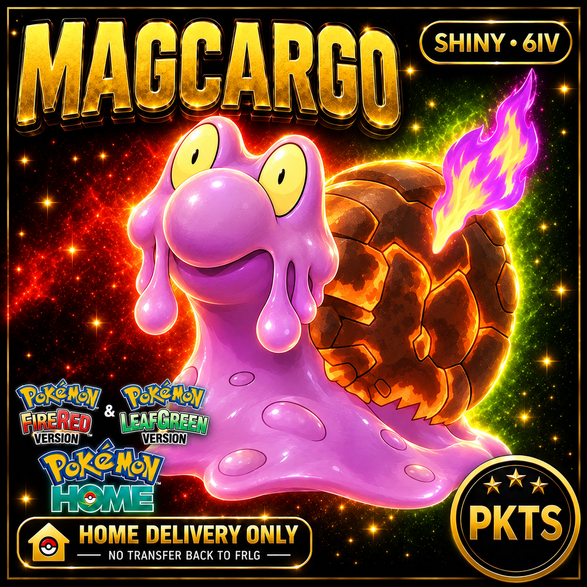 Shiny Magcargo. Pokémon HOME delivery only; no transfer back to FRLG.