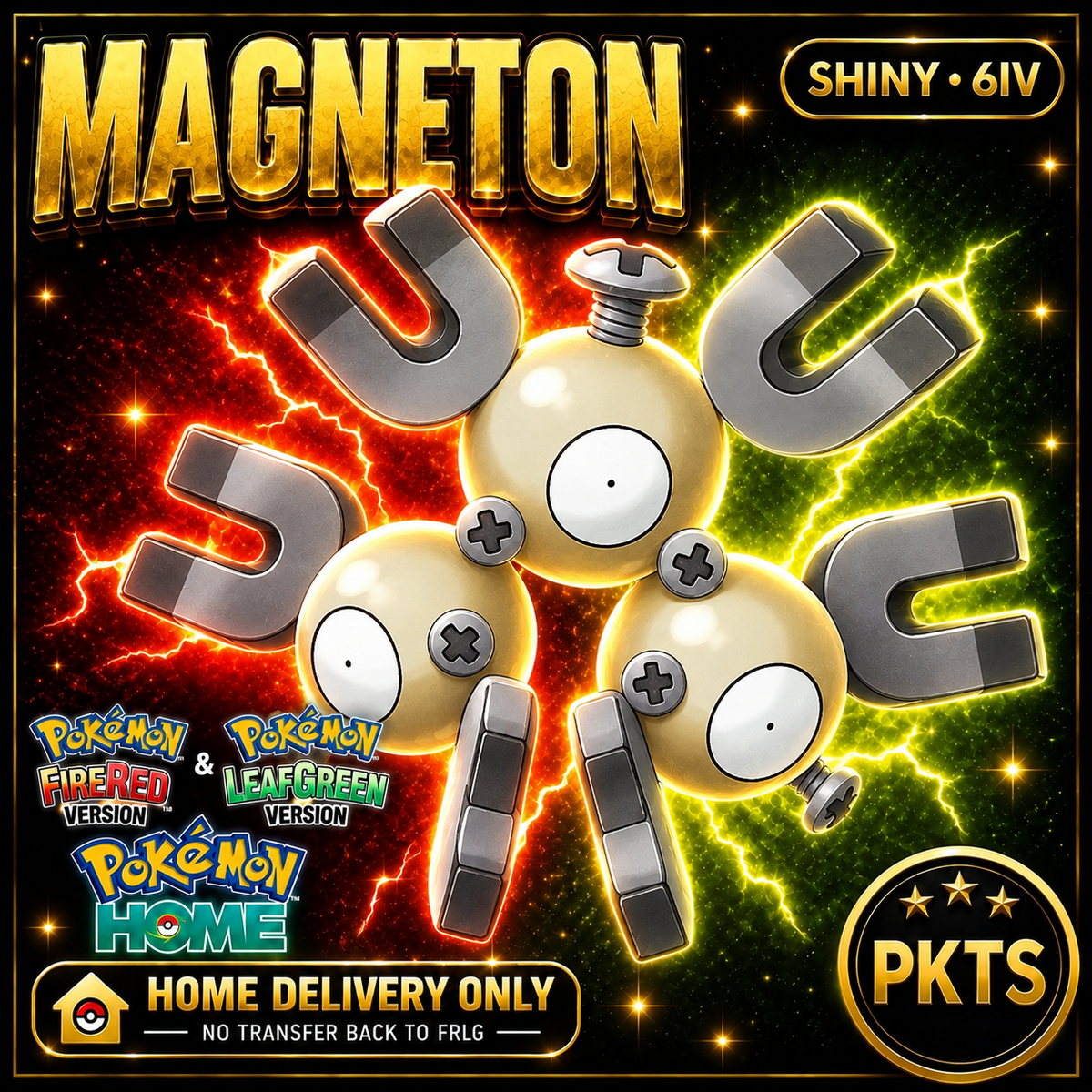 Shiny Magneton. Pokémon HOME delivery only; no transfer back to FRLG.