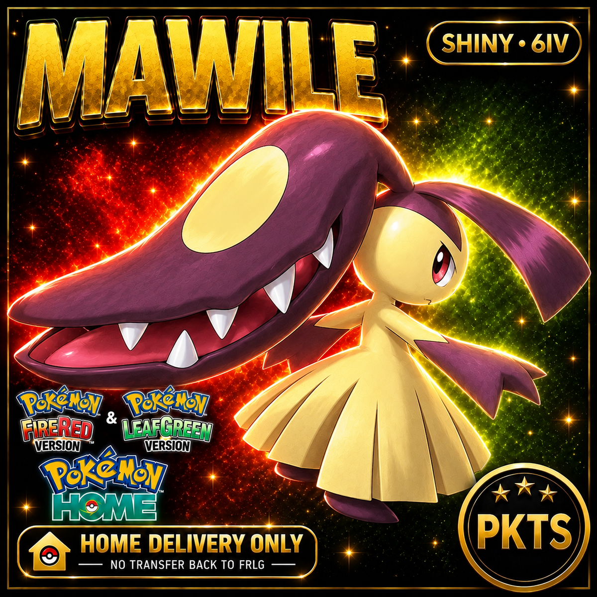 Shiny Mawile. Pokémon HOME delivery only; no transfer back to FRLG.