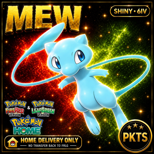 Shiny Mew — HOME DELIVERY ONLY; NO TRANSFER BACK TO FRLG