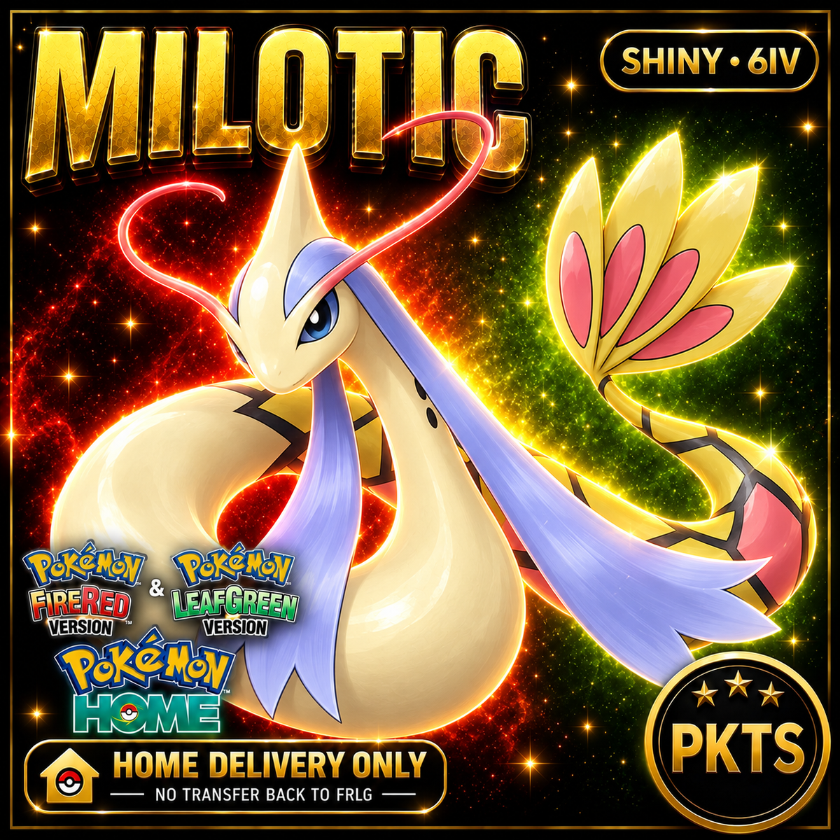 Shiny Milotic. Pokémon HOME delivery only; no transfer back to FRLG.