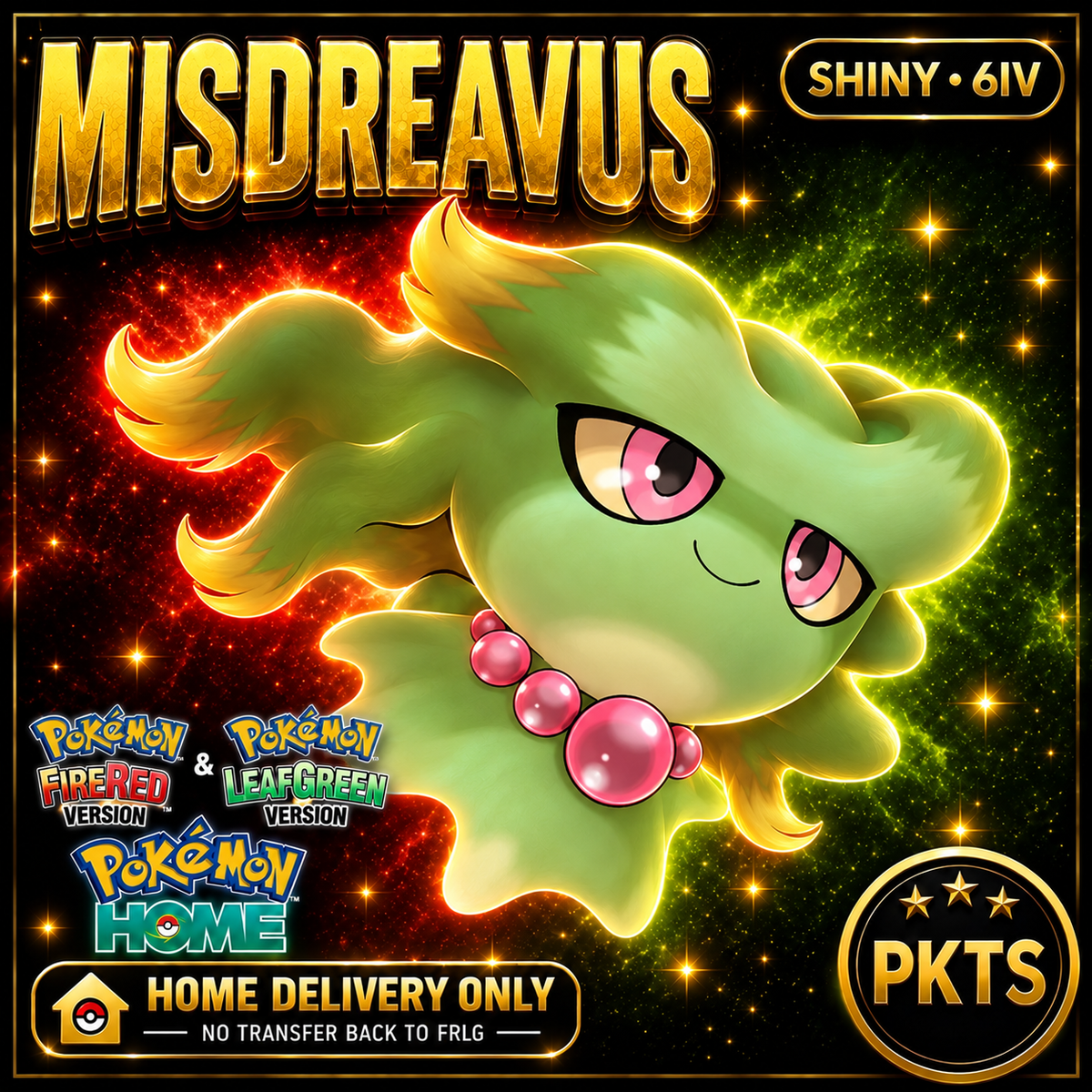 Shiny Misdreavus. Pokémon HOME delivery only; no transfer back to FRLG.