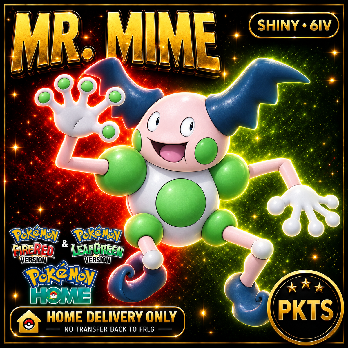 Shiny Mr. Mime. Pokémon HOME delivery only; no transfer back to FRLG.