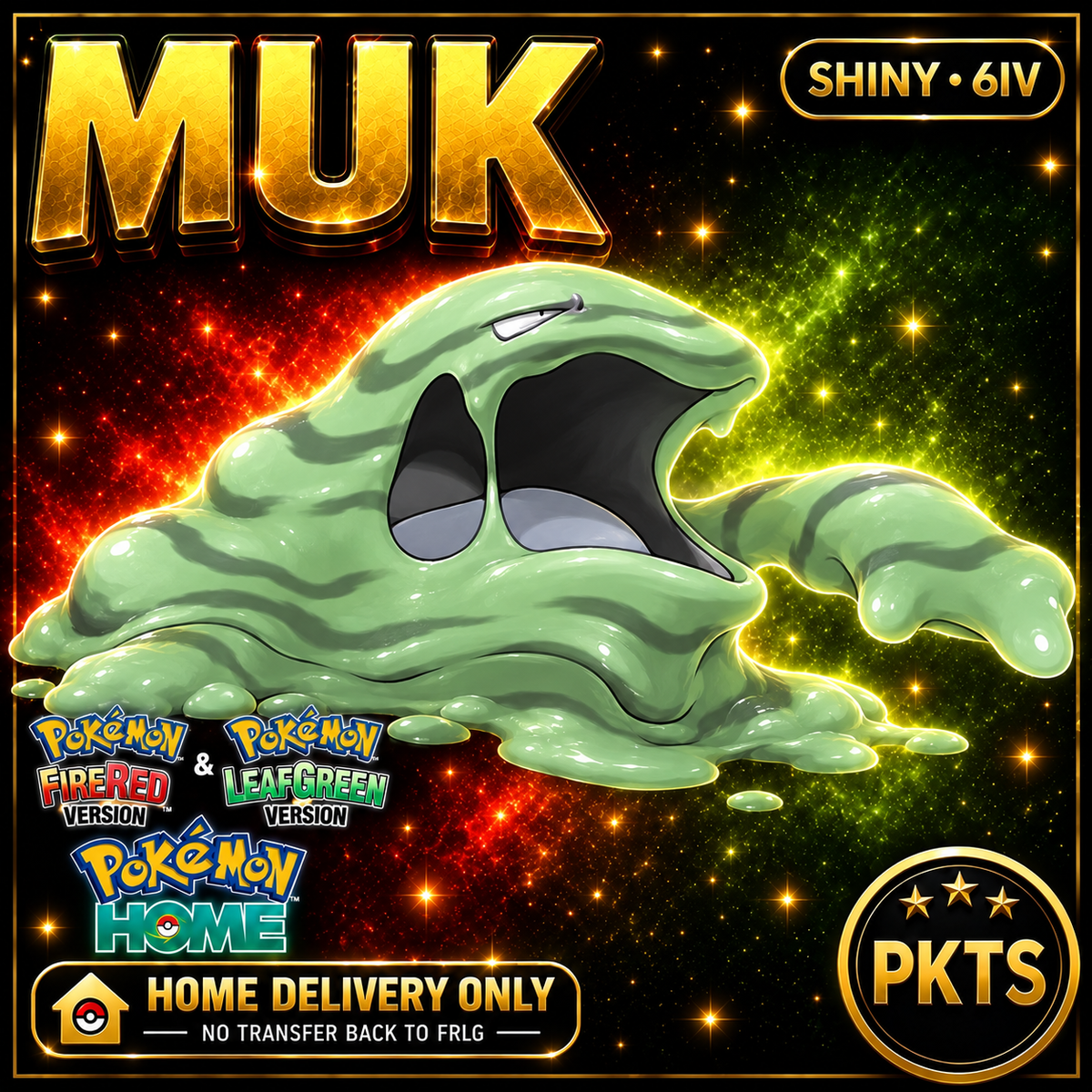 Shiny Muk. Pokémon HOME delivery only; no transfer back to FRLG.
