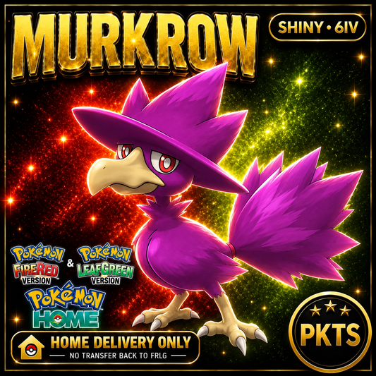 Shiny Murkrow. Pokémon HOME delivery only; no transfer back to FRLG.