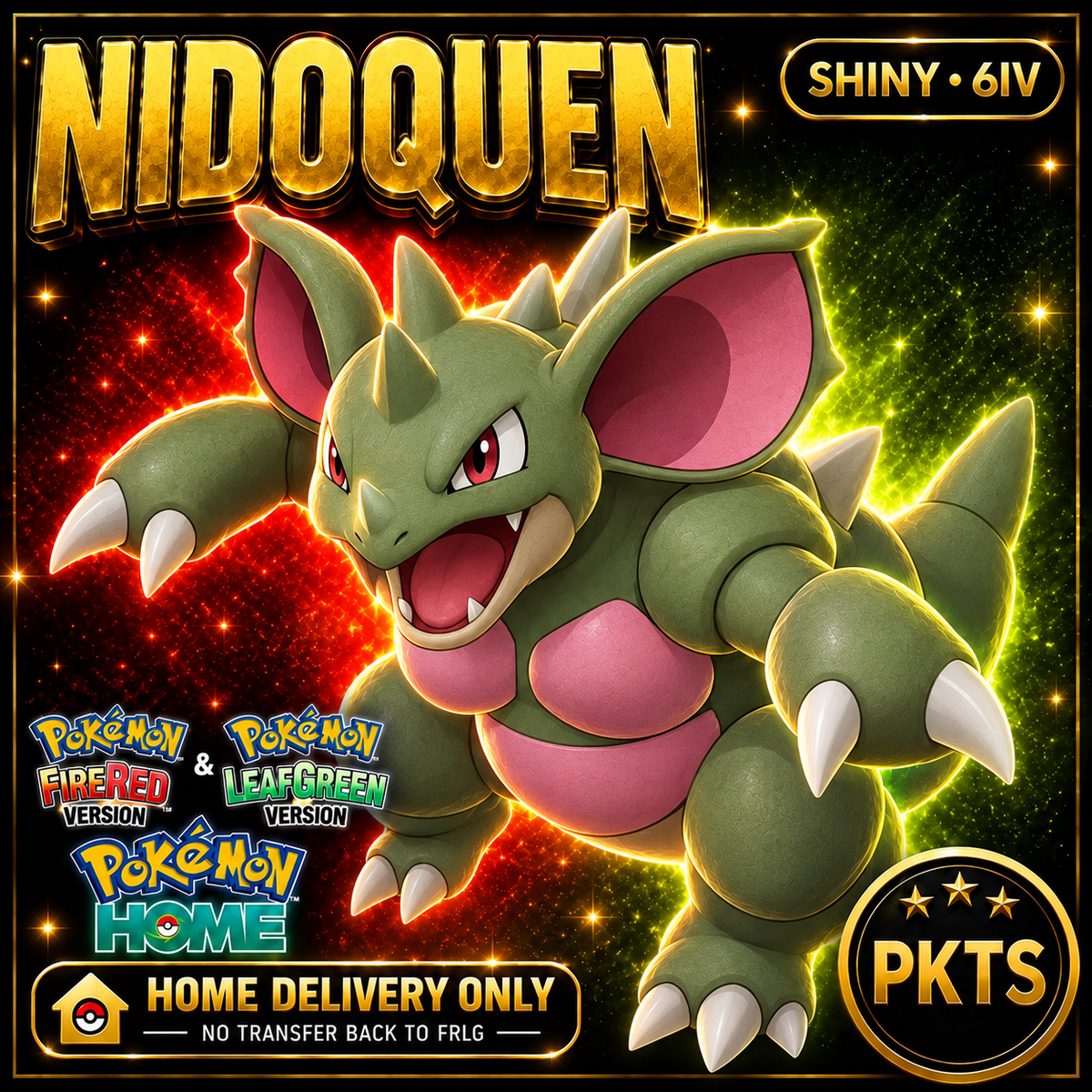 Shiny Nidoqueen. Pokémon HOME delivery only; no transfer back to FRLG.