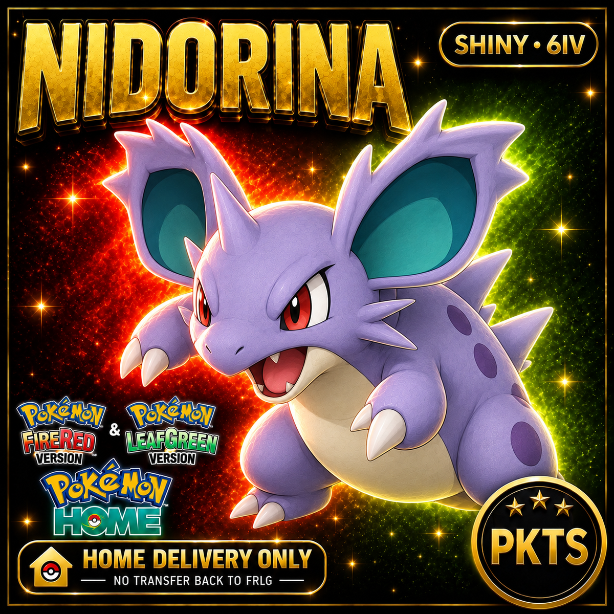 Shiny Nidorina. Pokémon HOME delivery only; no transfer back to FRLG.