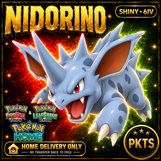 Shiny Nidorino. Pokémon HOME delivery only; no transfer back to FRLG.