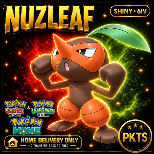 Shiny Nuzleaf. Pokémon HOME delivery only; no transfer back to FRLG.