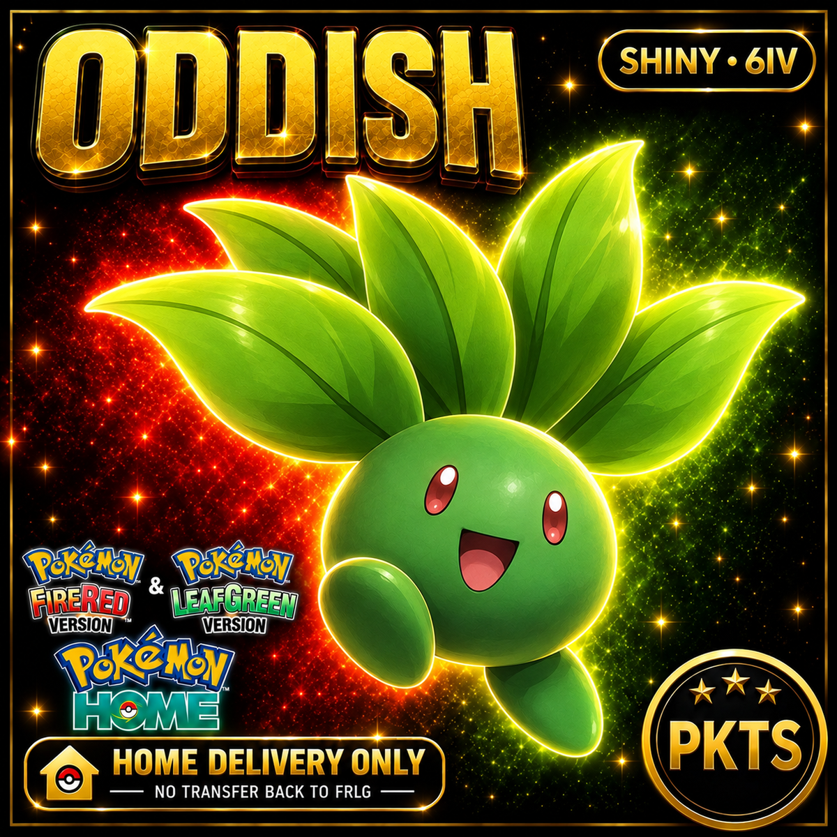 Shiny Oddish. Pokémon HOME delivery only; no transfer back to FRLG.