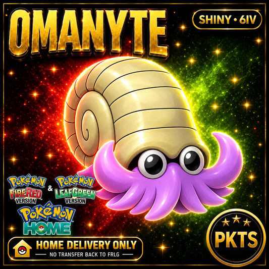 Shiny Omanyte — HOME DELIVERY ONLY; NO TRANSFER BACK TO FRLG