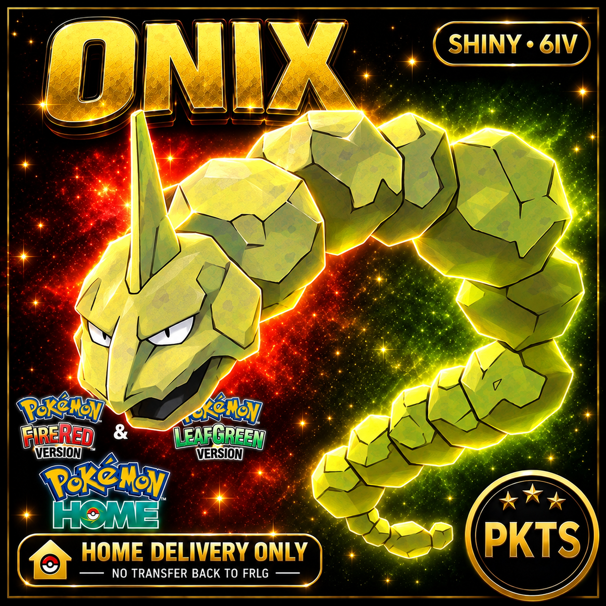 Shiny Onix. Pokémon HOME delivery only; no transfer back to FRLG.