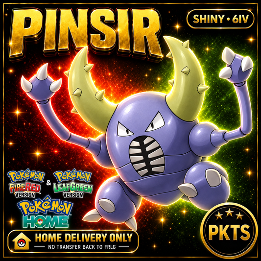 Shiny Pinsir. Pokémon HOME delivery only; no transfer back to FRLG.