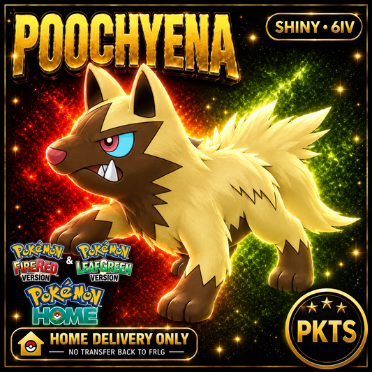 Shiny Poochyena. Pokémon HOME delivery only; no transfer back to FRLG.
