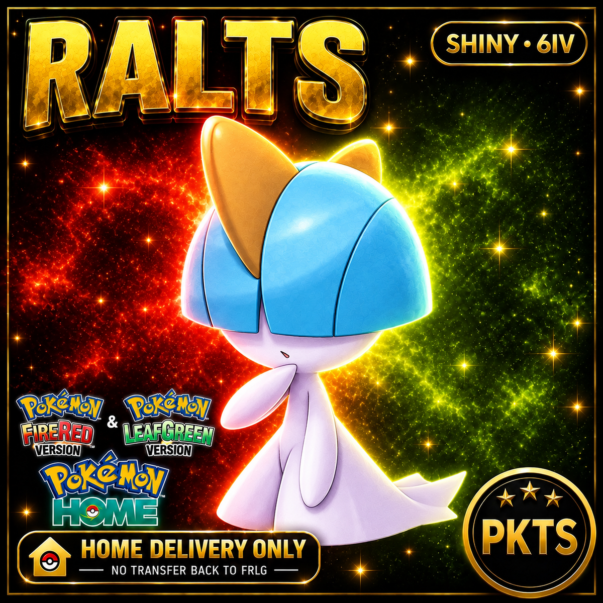 Shiny Ralts. Pokémon HOME delivery only; no transfer back to FRLG.