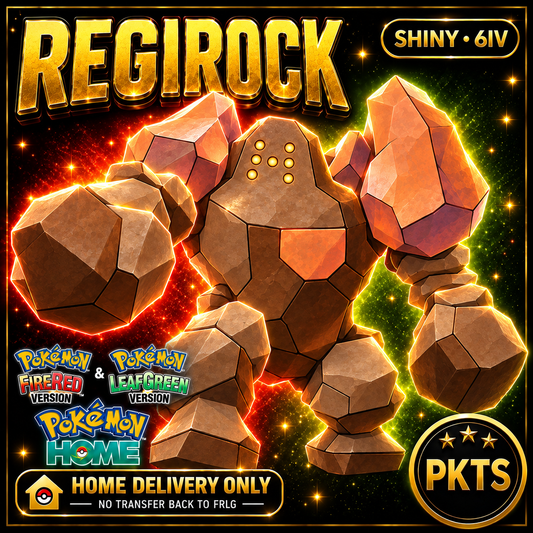 Shiny Regirock. Pokémon HOME delivery only; no transfer back to FRLG.