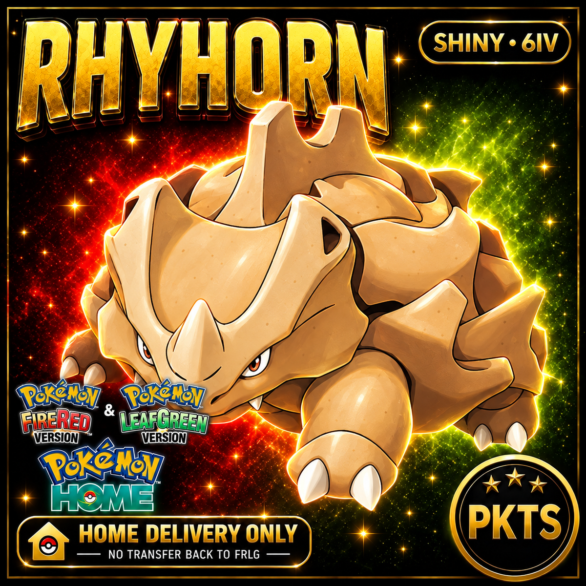 Shiny Rhyhorn. Pokémon HOME delivery only; no transfer back to FRLG.