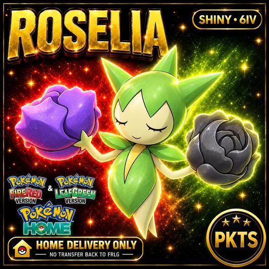 Shiny Roselia. Pokémon HOME delivery only; no transfer back to FRLG.