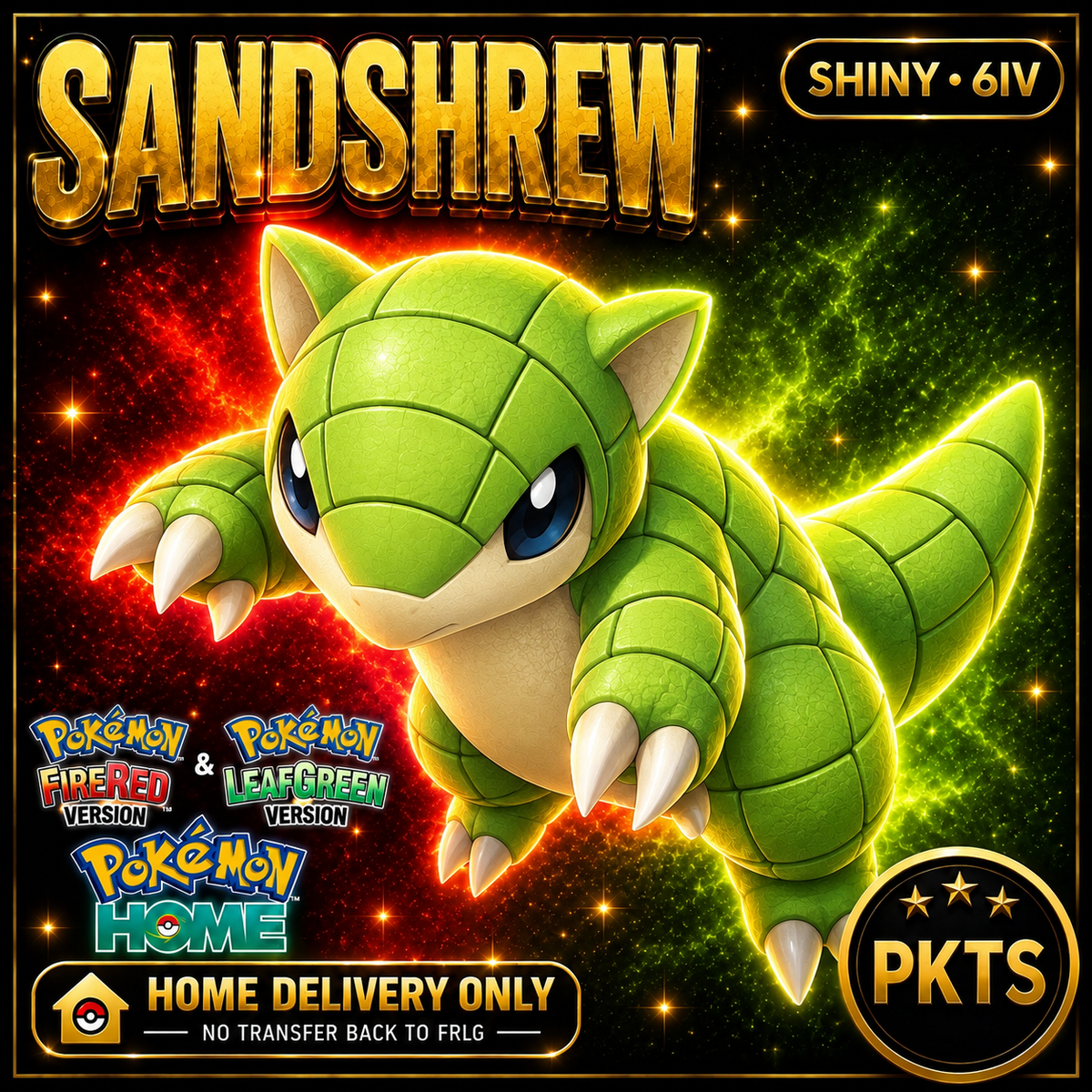 Shiny Sandshrew. Pokémon HOME delivery only; no transfer back to FRLG.