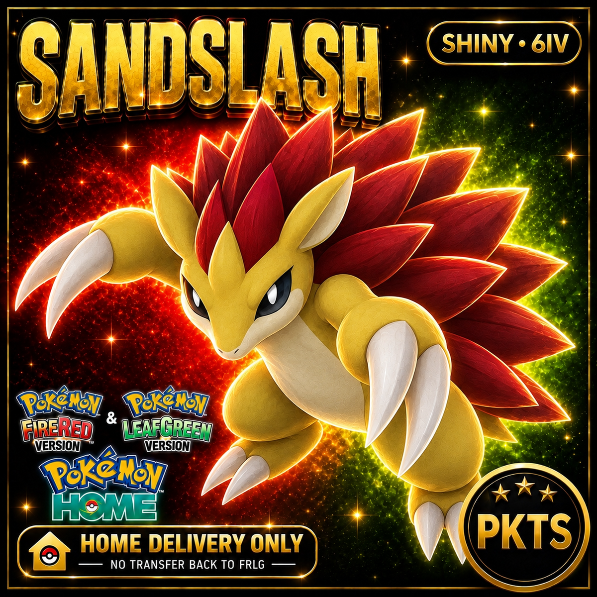 Shiny Sandslash. Pokémon HOME delivery only; no transfer back to FRLG.