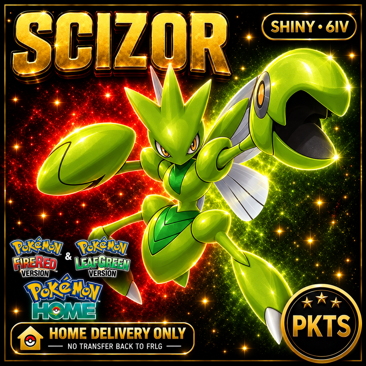 Shiny Scizor. Pokémon HOME delivery only; no transfer back to FRLG.