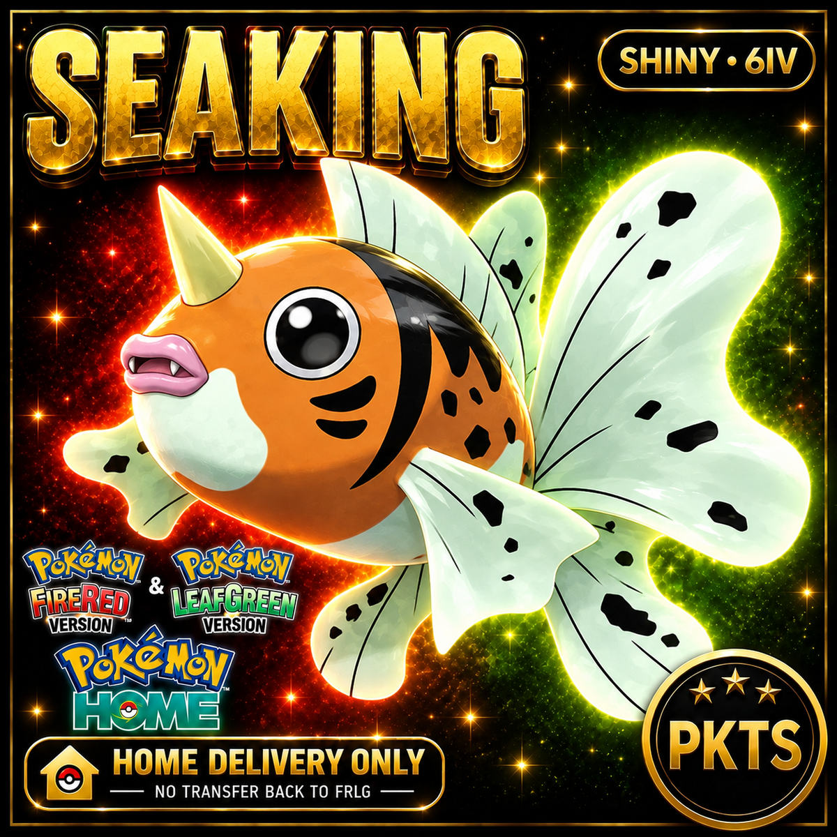 Shiny Seaking. Pokémon HOME delivery only; no transfer back to FRLG.