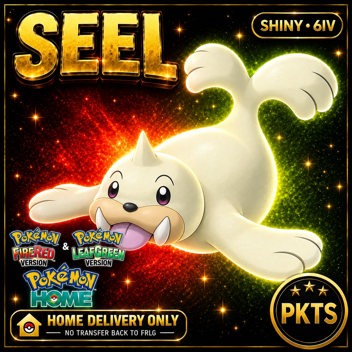 Shiny Seel. Pokémon HOME delivery only; no transfer back to FRLG.