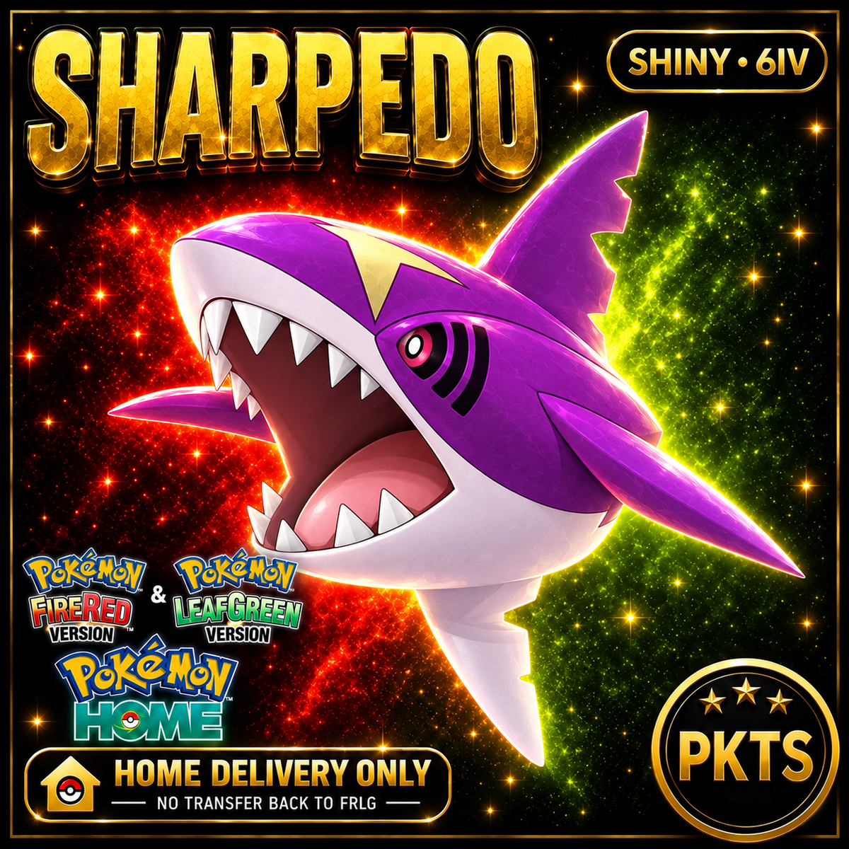 Shiny Sharpedo — HOME DELIVERY ONLY; NO TRANSFER BACK TO FRLG