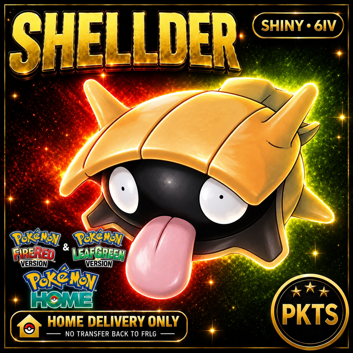 Shiny Shellder. Pokémon HOME delivery only; no transfer back to FRLG.